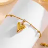 Tobillera de Cristal con Forma de Corazón para Mujer, Nuevo Estilo Europeo y Americano, Color Dorado 18K, Estilo Trendy de Influencer de Instagram, Diseño de Nicho, Joyería que No se Desvanece