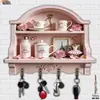 Estante vintage de madera para llaves con ganchos para entrada del hogar, dormitorio, sala de estar, decoración de pared, manualidades, arte de pared