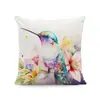 Funda de Almohada para Todas las Estaciones con Diseño de Colibrí, Hibisco, Lobo y Gato, Funda de Cojín para Sofá Decoración del Hogar Estilo Rústico
