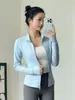 Jaqueta de yoga feminina com zíper e gola alta, modelagem slim, manga longa, adequada para corrida ao ar livre e fitness, jaqueta esportiva justa