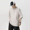 Camiseta de Verano para Hombre Estilo Americano, Suede Pesado, Manga Corta, Diseño Retro con Parches, Marca de Moda High Street, Corte Holgado