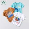 2025 Verão Infantil Desenho Animado Dinossauro Manga Curta Camiseta Tops Meninos Tendência de Moda Algodão Manga Curta Camiseta Roupas