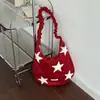 Bolso cruzado estilo coreano de nicho con estampado de estrellas y correa de hombro ajustable, bolso de hombro portátil, gran capacidad, bolso tote de alta gama