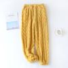 Home calças outono e inverno feminino lã coral espessado preguiçoso calças quentes flanela solta exterior usar calças de pijama amarradas no tornozelo