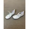 Versión de cuero~Zapatos de split-toe estilo francés para mujer, zapatos tabi de cuero con cordones, diseñados para mocasines casuales, artísticos y de nicho
