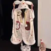 Roupão com Capuz de Coelho Miffy Fofo XinXuan para Mulheres, Manto Quente de Inverno Conjunto para Casa