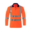 Camisa Polo de Manga Longa Europeia com Faixa Refletiva para Cruzamento de Fronteiras para Saneamento, Construção de Estradas e Construção, Roupa de Trabalho Respirável, Uniformes de Trabalho Feitos Sob Medida