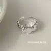 Anel Irregular Oval Geométrico em Prata de Lei S925 para Mulheres, Simples e Versátil, Anel Aberto de Nicho