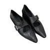 Primer Encuentro 2026 Otoño Estilo Retro Francés Punta Puntiaguda Mary Jane Zapatos de Piel para Mujer, con Tiras de Tacón Bajo Poco Profundo
