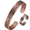Nuevo Pulsera Retro de Cobre Rojo Europea y Americana de Amazon, Pulsera Magnética, Pulsera de Energía de Doble Anillo, Pulsera Abierta al por Mayor