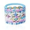 Pulsera para el Día de San Valentín Transfronteriza AliExpress Venta al por mayor Corazón de Amor Flor de Arcilla Blanda Pulsera de Cuentas con Letras Set de Joyería de Comercio Exterior