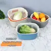 Cesta Drenante de Camada Dupla Imprimível, Tamanho Grande, Cesta de Frutas Multifuncional para Uso Doméstico, Bacia para Lavar Frutas e Verduras na Cozinha, Presente para Atividades de Saúde Pública