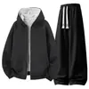M-8XL Peso Pesado 450g2026 Outono/Inverno Cardigan com Capuz Conjunto de Moletom Casual Fornecimento Transfronteiriço Cor Sólida