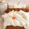 Juego de ropa de cama de verano de cuatro piezas, funda de edredón se vende por separado, sábana individual para cama de dormitorio de estudiante, juego de tres piezas de algodón lavado para una persona