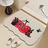 Alfombra de Piso para Baño de Gatito de Dibujos Animados Alfombra para Pies de Barro Diatómico para el Hogar Alfombra para Pies con Forma Especial Absorbente para Baño Secado Rápido