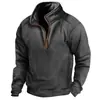 Comercio exterior transfronterizo para hombre nuevo cuello alto media cremallera manga larga suéter táctico jersey entrenamiento deportivo manga larga camisa Polo