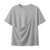Camiseta de Manga Corta con Bolsillo Grande, Corte Holgado, Top Casual de Hombro Caído para Verano, Puede Guardar Artículos para Mascotas y Teléfono, Versátil y Moderno