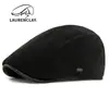 Gorro Grueso Cálido Forrado de Lana para Otoño e Invierno para Hombres, Boina de Pana, Gorra Retro Británica de Visera Adelantada, Gorra de Pintor de Pico de Pato para Mujeres