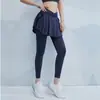Pantalones Deportivos Falsos de Dos Piezas Primavera y Verano Nuevo Celebridad de Internet Alta Elasticidad Secado Rápido Yoga Fitness Pantalones para Mujer Ocio al Aire Libre Pantalones de Correr