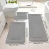 Alfombra de suelo de forro polar con patrón transfronterizo, alfombra de suelo absorbente y resistente a la suciedad para baño, juego de tres piezas para baño del hogar, alfombrilla fácil de cuidar