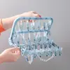 Varal de Meias Varanda à Prova de Vento Varal de Roupas com Múltiplos Clipes 32 Clipes Quadrado Dobrável Varal para Dormitório Secar Roupas Íntimas