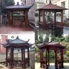 Ftxyft gazebo ao ar livre pavilhão hexagonal casa jardim pátio anticorrosivo madeira villa simples ao ar livre madeira maciça quatro cantos