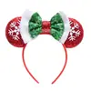 Diadema Navideña de Orejas de Ratón Mickey Mouse para Parque de Atracciones Fiesta Disfraz Accesorios para la Cabeza Navideños Diadema con Lazo