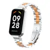 Adequado para Pulseira do Relógio Redmi Band 2, Pulseira de Aço Inoxidável Sólido com Três Contas, Pulseira de Metal para Smartband 8Active
