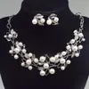 Comercio Exterior Transfronterizo Popular Europeo y Americano Exquisitos Pendientes con Perlas Incrustadas Diamantes Collar Set de Joyería de Novia Dropshipping
