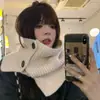 Chal de punto de cuello alto abotonado estilo coreano para mujer, prenda de abrigo de invierno, bufanda tejida cálida, protector de cuello, chal tipo cuello falso
