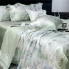Colcha de Verano Estampada Estilo Pastoral en Tencel, Colcha de Aire Acondicionado de Verano de una Pieza, Juego de Cuatro Piezas, Lavable, Adecuada para Dormir Desnudo, Colcha Fina de Verano