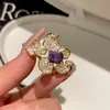 ¡Anillo Bauhinia! Anillo de Flor Mariposa de Zirconia Diseño de Nicho de Alta Gama Anillo Versátil Joyería de Mano de Lujo Ligero para Mujeres