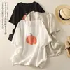 Top estampado de algodón y lino de manga corta, manga corta, estilo artístico y vintage, nueva colección de verano, ligero, corte holgado, favorecedor, camiseta sencilla, ropa para mujer
