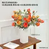 Rosas simuladas de alta gama con borde quemado, flores artificiales, ramos de flores secas, decoraciones para sala de estar, decoraciones de mesa para sala de estar, flores de cerámica