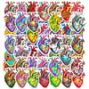 50 Pegatinas Coloridas de Corazón Anatómico, Graffiti Personalizado de Órganos Humanos Pegatinas Decorativas Impermeables para Maleta Cuaderno