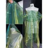 Tejido de organza de alta densidad de dos colores, malla degradada, brillo translúcido, caída, falda esponjosa, tejido para diseñador de ropa