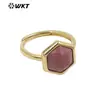WT-R468 anel hexagonal de design de diamante antigo da moda com pedra semipreciosa natural acessórios unissex para o dia a dia que combinam com tudo