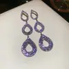 Brincos de Agulha de Prata Super Brilhantes Geométricos Gota d'Água Asa Borla Brincos da Moda Brincos de Luxo de Alta Qualidade para Mulheres