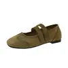 Sapatos Mary Jane retrô casuais de couro genuíno com sola baixa e velcro, sapatos de treino alemães vermelhos estilo balé, confortáveis para mulheres