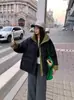 Jaqueta de Algodão Cor Color Block com Gola Alta Estilo Coreano Nova para Mulheres 2026 Inverno, Casaco Curto Solto Espesso com Toque de Luxo para Tamanhos Pequenos