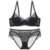 Lencería Sexy Transfronteriza para Mujer, Estilo Delgado, Minimiza el Busto Grande, Sujetador Transpirable, Push-Up, Encaje Cómodo, Conjunto de Sujetador Talla Plus