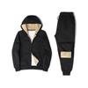 Traje Sudadera de Terciopelo de Cordero para Hombre Invierno Terciopelo Grueso Conjunto con Capucha Ropa Deportiva Cárdigan Casual Chaqueta Cálida