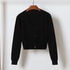 Cardigan Camisa de malha feminina Primavera e verão V-neck tamanho grande Solid Color Camisa protetor solar curto Camisa com ar condicionado Camisa feminina Cardigan Mulheres