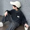 Traje con Estampado de Leopardo para Niños 2026 Otoño Nuevo Estilo Coreano Moda Moderna Elegante Sudadera Primavera y Otoño Casual Conjunto de Dos Piezas