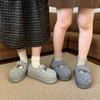 Calzado de Exterior Cómodo Casual Zapatos Mary Jane Corazón Femenino Velcro Zapatos de Algodón de Moda Zapatos Gruesos Peludos para Mujer Invierno