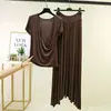 Pijama de verano para mujer, conjunto de dos piezas de camiseta de manga corta y falda de modal, talla grande holgado, ropa de casa elegante