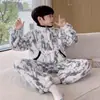 Pijama Infantil Meninos 2026 Novo Outono Inverno Meninos Lã Coral Espessada Flanela Crianças Grandes Roupas de Casa Estilo Inverno