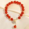 Pulsera sencilla de ágata roja natural para mujer, pulsera de transferencia de flor de durazno con cierre de corazón, joyería para regalo de cumpleaños, a la moda