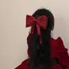 Estilo Tweed Satén de Seda Brillante Lazo Grande Pasador para el Cabello Niños Nuevo Año Cinta Roja Pasador para el Cabello Tocado para Niñas en la Parte Posterior de la Cabeza