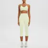 Pantalones Deportivos Cortos de Cintura Alta con Diseño de Reverso Cepillado de Tacto Nude Europeo y Americano Conjunto de Ropa para Correr al Aire Libre, Fitness y Yoga